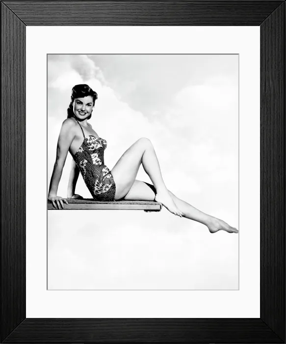 Framed Print : NEPTUNE'S DAUGHTER, Esther Williams posing on a diving board, 1949 Framed Print : NEPTUNE'S DAUGHTER, Esther Williams posing on a diving board, 1949