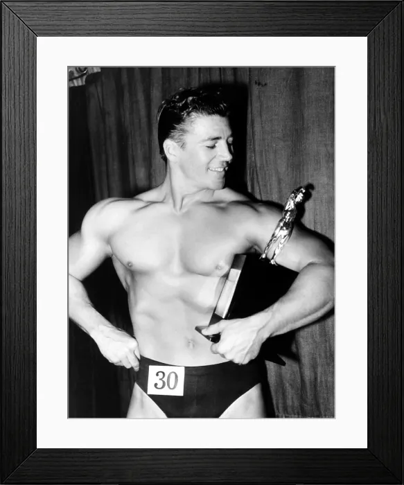 Framed Print : Mickey Hargitay, who has just won the Amateur Mr. Universe contest in London, 1955