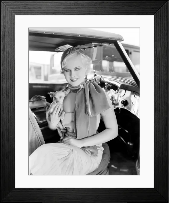 Framed Print : Newly signed Hal Roach starlet Paulette Goddard, with her Mexican hairless, ca. 1932 Framed Print : Newly signed Hal Roach starlet Paulette Goddard, with her Mexican hairless, ca. 1932