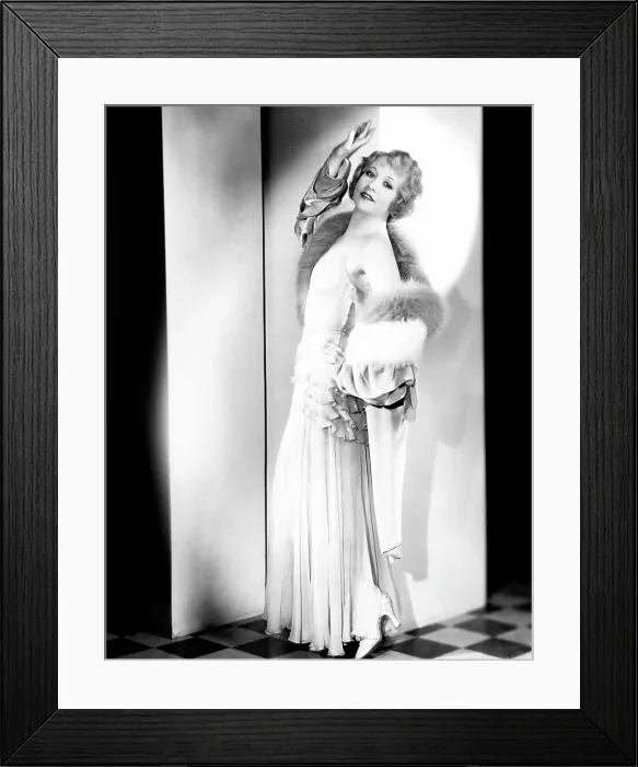 Framed Print : Betty Compson, modeling a pale green evening gown and velvet wrap, trimmed with fur, 1935 Framed Print : Betty Compson, modeling a pale green evening gown and velvet wrap, trimmed with fur, 1935