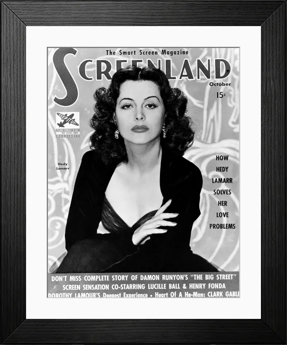 Framed Print : Hedy Lamarr, on the October 1942 cover of Screenland magazine