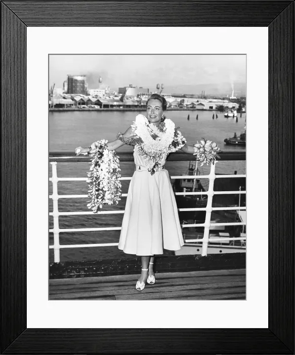Framed Print : Joan Crawford, on vacation in Hawaii, 1947