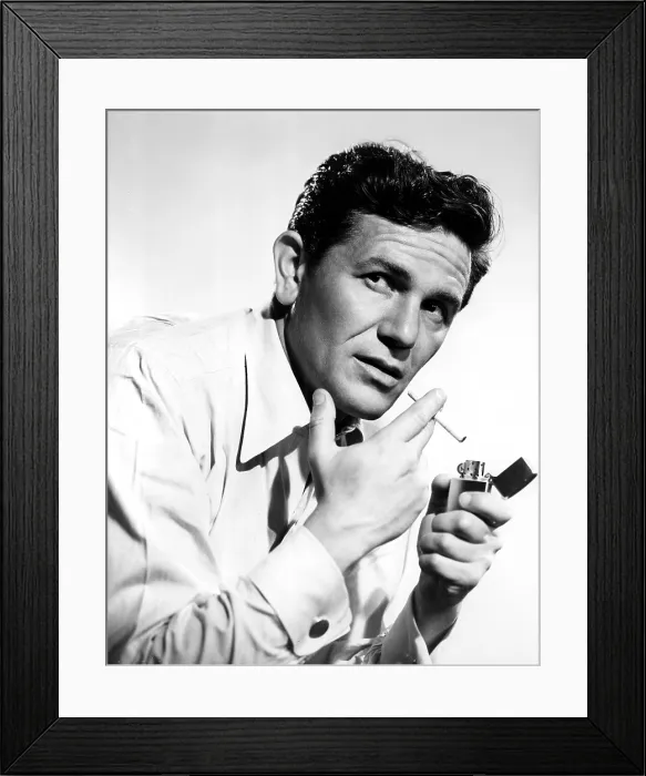 Framed Print : JOHN GARFIELD, with zippo lighter, 1949
