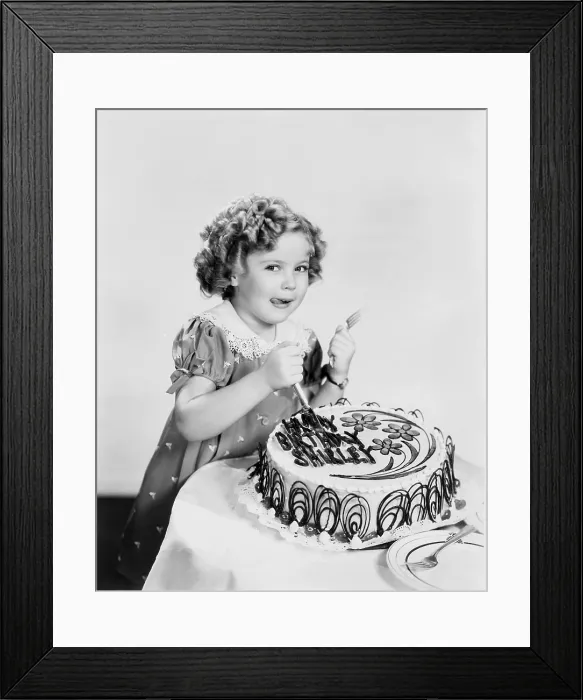 Framed Print : Shirley Temple, celebrating her eighth birthday, April 1936