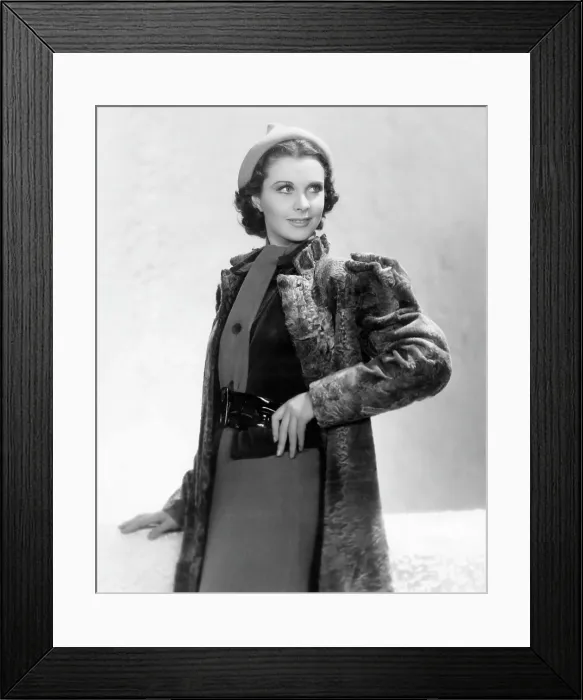 Framed Print : Vivien Leigh in a gray lamb coat, 1937