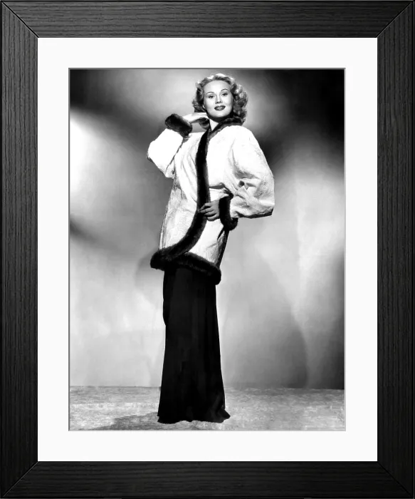 Framed Print : Virginia Mayo modeling cocktail jacket with mink trim, 1948 Framed Print : Virginia Mayo modeling cocktail jacket with mink trim, 1948