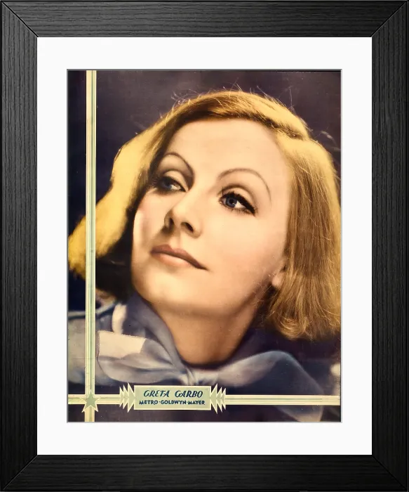 Framed Print : Greta Garbo on MGM jumbo window card / portrait poster, ca. 1932 Framed Print : Greta Garbo on MGM jumbo window card / portrait poster, ca. 1932