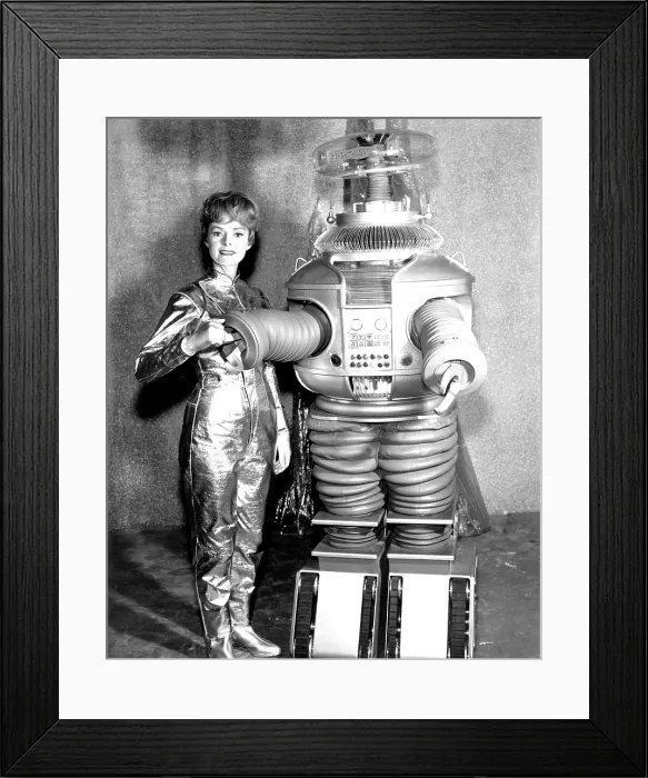 Framed Print : LOST IN SPACE, June Lockhart, Bob May (as the Robot), 1965-68