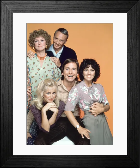 Framed Print : THREE'S COMPANY, (top): Audra Lindley, Norman Fell, (bottom): Suzanne Somers, John Ritter, Joyce Dewitt, 1977-84 Framed Print : THREE'S COMPANY, (top): Audra Lindley, Norman Fell, (bottom): Suzanne Somers, John Ritter, Joyce Dewitt, 1977-84