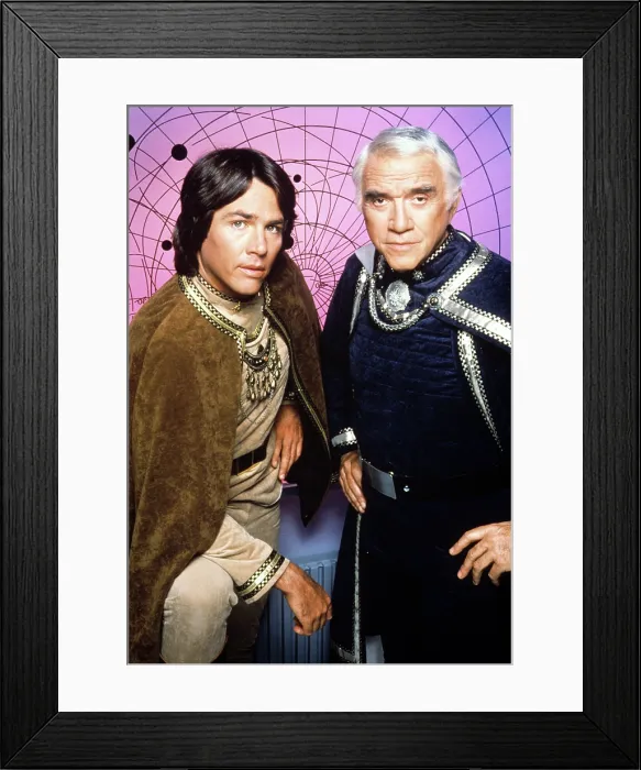 Framed Print : BATTLESTAR GALACTICA, Richard Hatch, Lorne Greene, 1978-79