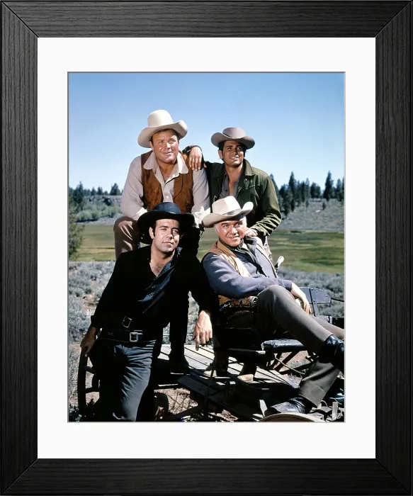 Framed Print : BONANZA, clockwise: Dan Blocker, Michael Landon, Lorne Greene, Pernell Roberts, 1959-1973 Framed Print : BONANZA, clockwise: Dan Blocker, Michael Landon, Lorne Greene, Pernell Roberts, 1959-1973