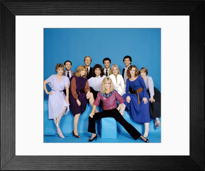 Framed Print : KNOT'S LANDING, Claudi Lonow, John Pleshette, Constance McCashin, Ted Shackelford, Michelle Lee, Kevin Dobson, Joan Van Ark, James Houghton, Kim Lankford, Julie Harris