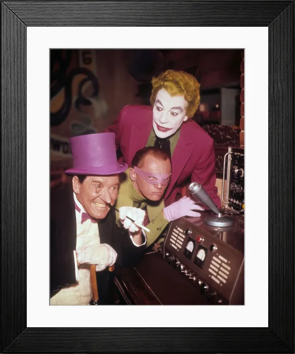 Framed Print : BATMAN, (aka BATMAN: THE MOVIE), from left: Burgess Meredith, as The Penguin, Frank Gorshin, as The Riddler, Cesar Romero, as The Joker, 1966