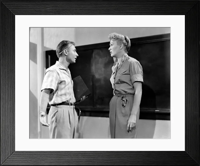 Framed Print : OUR MISS BROOKS, from left: Nick Adams, Eve Arden, 1956 Framed Print : OUR MISS BROOKS, from left: Nick Adams, Eve Arden, 1956