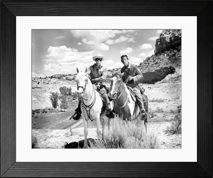 Framed Print : THE LONE RANGER, from left: Clayton Moore, Jay Silverheels, 1956 Framed Print : THE LONE RANGER, from left: Clayton Moore, Jay Silverheels, 1956