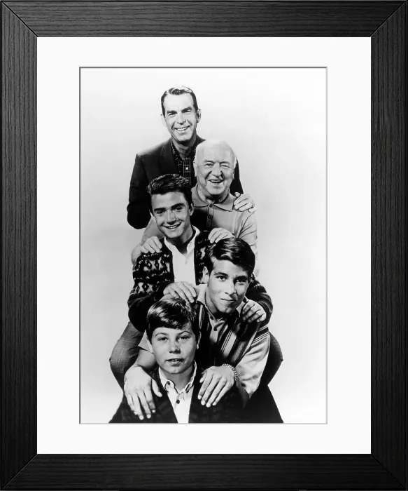 Framed Print : MY THREE SONS, (top-bottom): Fred MacMurray, William Frawley, Tim Considine, Don Grady, Stanley Livingston, 1960-72 Framed Print : MY THREE SONS, (top-bottom): Fred MacMurray, William Frawley, Tim Considine, Don Grady, Stanley Livingston, 1960-72
