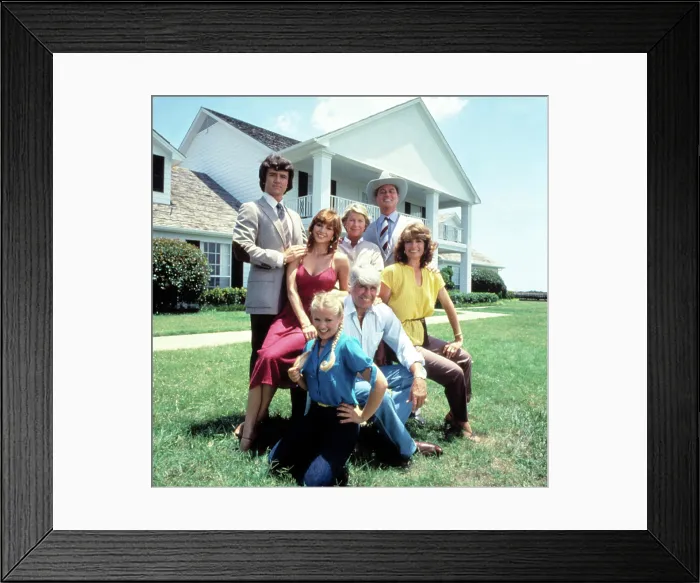 Framed Print : DALLAS, Patrick Duffy, Victoria Principal, Barbara Bel Geddes, Larry Hagman, Charlene Titlon, Jim Davis, Linda Gray, (Season 1), 1978-1991