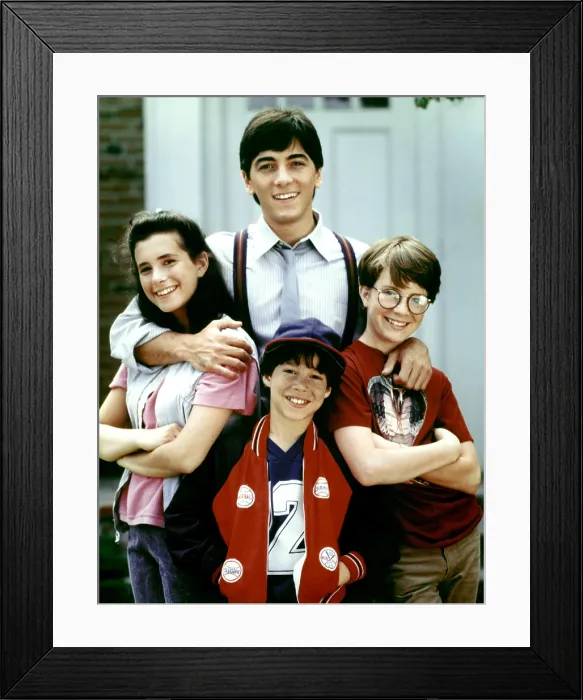 Framed Print : CHARLES IN CHARGE, April Lerman, Scott Baio, Michael Pearlman, Jonathan Ward, (Season 1), 1984-90