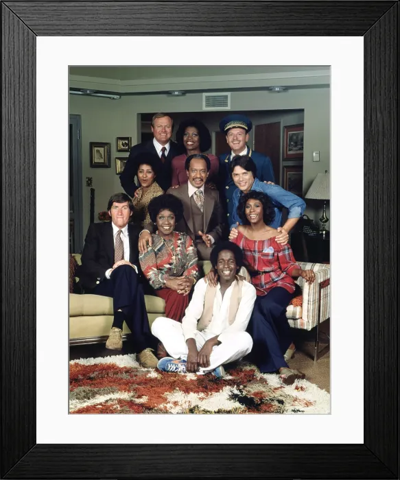 Framed Print : THE JEFFERSONS, (top row, l to r): Franklin Cover, Roxie Roker, Ned Wertimer; (2nd): Marla Gibbs, Sherman Hemsley, Jay Hammer; (3rd): Paul Benedict, Isabel Sanford