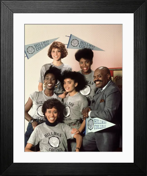 Framed Print : A DIFFERENT WORLD, (clockwise from top left): Marisa Tomei, Dawnn Lewis, Ted Ross, Vernee Watson-Johnson, Phyllis Stickney, Lisa Bonet (center), (Season 1), 1987-93