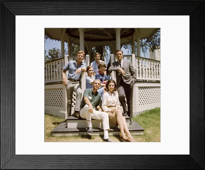 Framed Print : PEYTON PLACE, (back, l to r): Ryan O'Neal, Leigh Taylor-Young, Christopher Connolly, Patricia Morrow, Ed Nelson, (front): Tim O'Connor, Barbara Parkins, (Season 3, 1966-67) Framed Print : PEYTON PLACE, (back, l to r): Ryan O'Neal, Leigh Taylor-Young, Christopher Connolly, Patricia Morrow, Ed Nelson, (front): Tim O'Connor, Barbara Parkins, (Season 3, 1966-67)