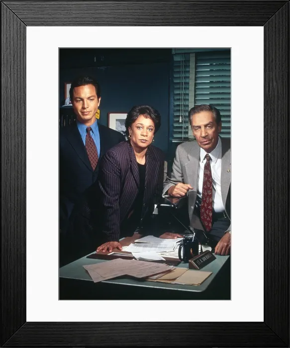 Framed Print : LAW & ORDER, (aka LAW AND ORDER), from left: Benjamin Bratt, S. Epatha Merkerson, Jerry Orbach, (1990), 1990-2010 Framed Print : LAW & ORDER, (aka LAW AND ORDER), from left: Benjamin Bratt, S. Epatha Merkerson, Jerry Orbach, (1990), 1990-2010