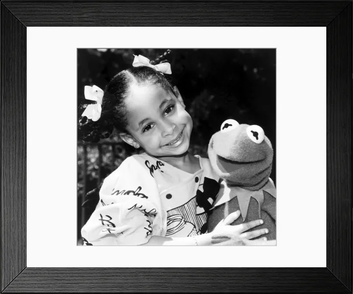 Framed Print : THE MUPPETS AT WALT DISNEY WORLD, Raven-Symone, Kermit the Frog 1990