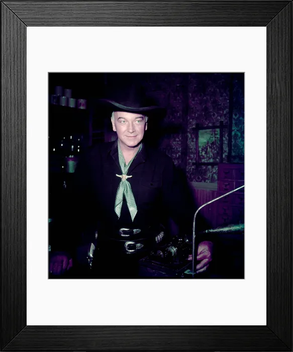 Framed Print : William Boyd, in his HOPALONG CASSIDY costume, at home, 1953