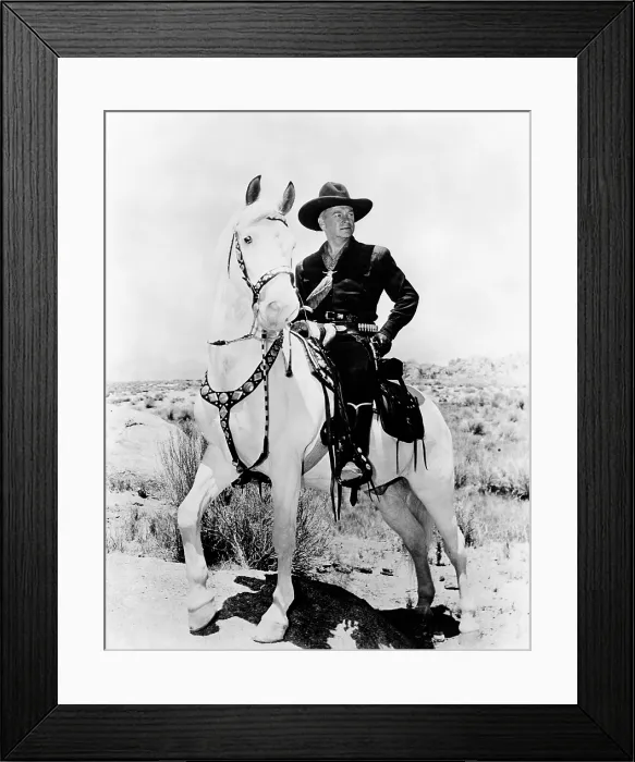 Framed Print : HOPALONG CASSIDY, William Boyd, on Topper the horse, (1952), 1952-1954
