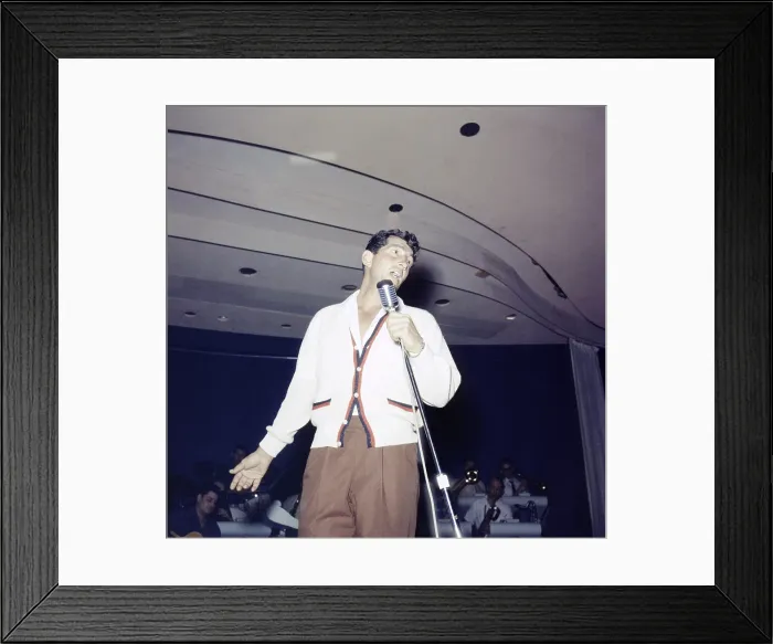 Framed Print : Dean Martin, singing, circa 1950s Framed Print : Dean Martin, singing, circa 1950s