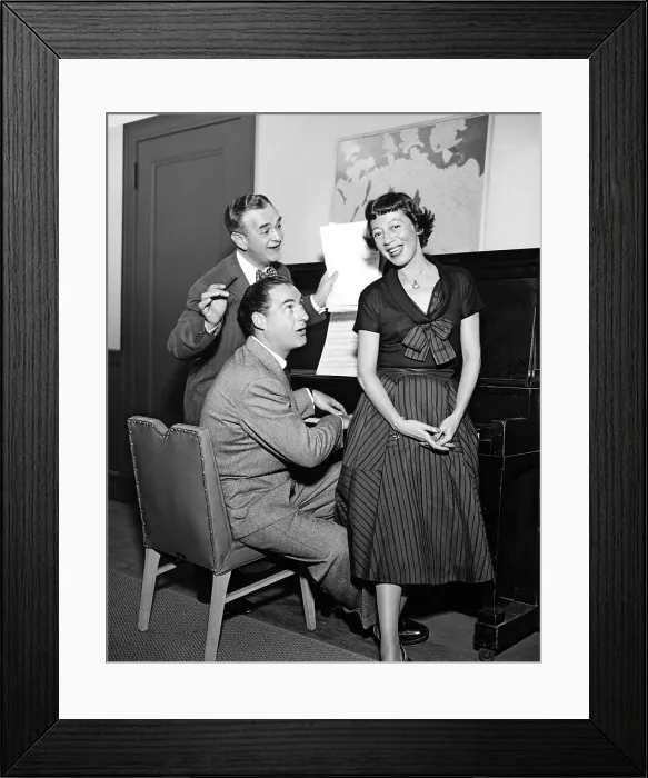 Framed Print : YOUR SHOW OF SHOWS, from left, director Max Liebman, Sid Caesar, Imogene Coca, on-set, 1950-54