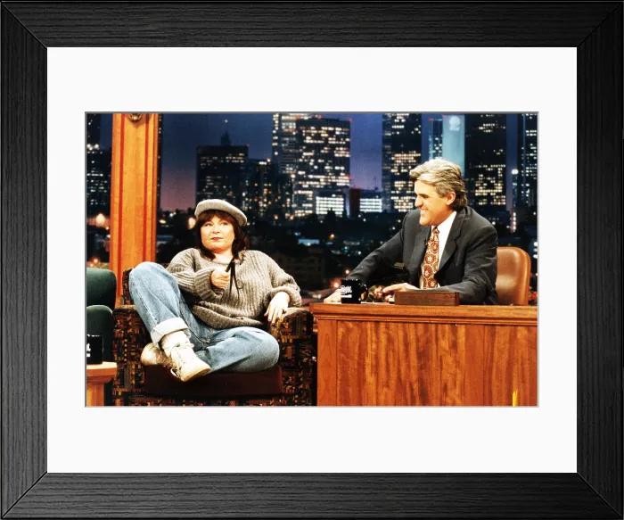 Framed Print : THE TONIGHT SHOW WITH JAY LENO, from left: Roseanne Barr, Jay Leno, season 4, ep. 793, aired 10 / 30 / 1995, 1992-2014