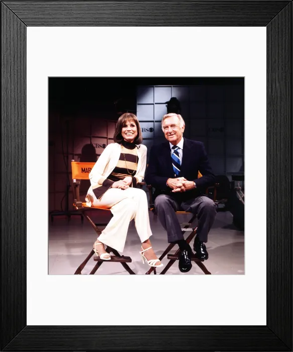 Framed Print : Walter Cronkite, with Mary Tyler Moore (left), 1970s