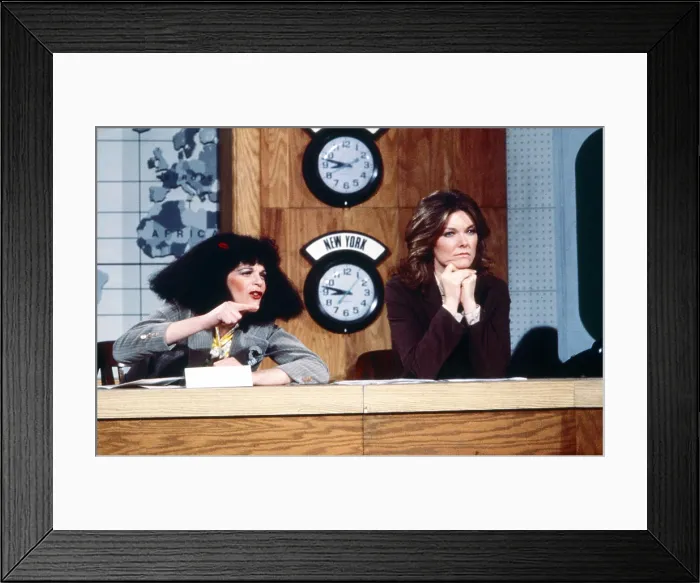 Framed Print : SATURDAY NIGHT LIVE, from left: Gilda Radner, as Roseanne Roseannadanna, Jane Curtin, 1970s, (1975-) Framed Print : SATURDAY NIGHT LIVE, from left: Gilda Radner, as Roseanne Roseannadanna, Jane Curtin, 1970s, (1975-)