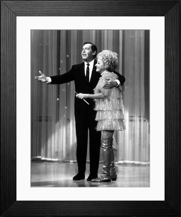 Framed Print : THE HOLLYWOOD PALACE, Host Milton Berle and guest Phyllis Diller, (airdate: 02-24-1968). 1964 - 1970