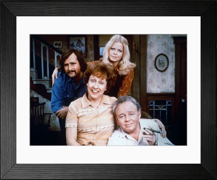 Framed Print : ALL IN THE FAMILY, from left: Rob Reiner, Jean Stapleton, Sally Struthers, Carroll O'Connor, 1971-79 Framed Print : ALL IN THE FAMILY, from left: Rob Reiner, Jean Stapleton, Sally Struthers, Carroll O'Connor, 1971-79