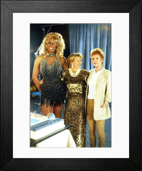 Framed Print : ELLEN, from left: RuPaul, Ellen DeGeneres, Mary Tyler Moore, Lobster Diary, season 3, ep. 18, aired 2 / 21 / 1996, 1994-1998