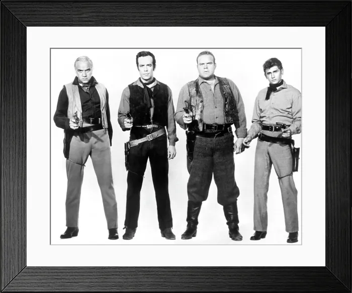 Framed Print : BONANZA, (from left): Lorne Greene, Pernell Roberts, Dan Blocker, Michael Landon, 1959-73