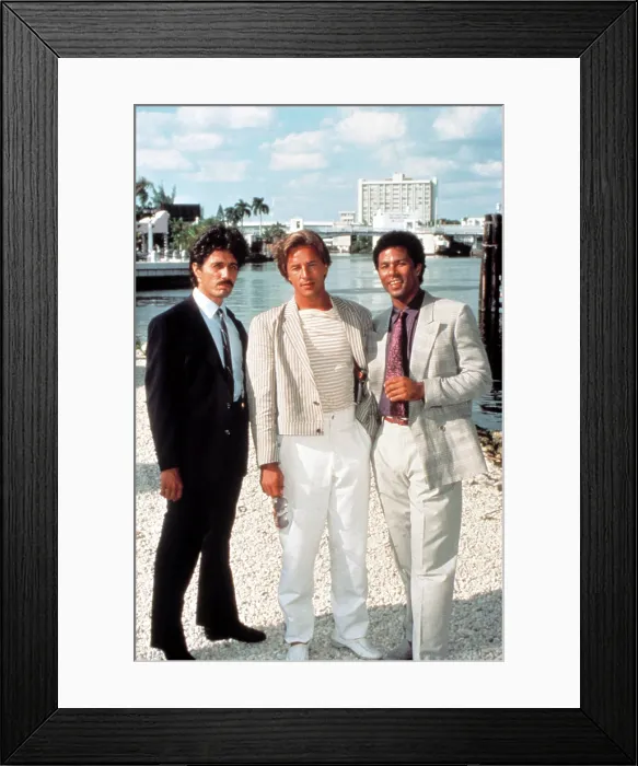 Framed Print : MIAMI VICE, Edward James Olmos, Don Johnson, Philip Michael Thomas, 1984-1989