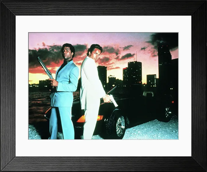 Framed Print : MIAMI VICE, l-r: Philip Michael Thomas, Don Johnson, 1984 - 1989