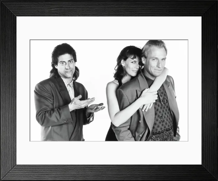 Framed Print : ANYTHING BUT LOVE, from left: Richard Lewis, Jamie Lee Curtis, Corbin Bernsen, Bang You;re Dead, (season 2, episode 7, aired November 8, 1989), 1989-1992