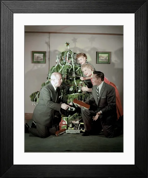 Framed Print : I LOVE LUCY, I Love Lucy Christmas Special, clockwise from left, William Frawley, Lucille Ball, Vivian Vance, Desi Arnaz, season 6, episode 11, aired December 24, 1956