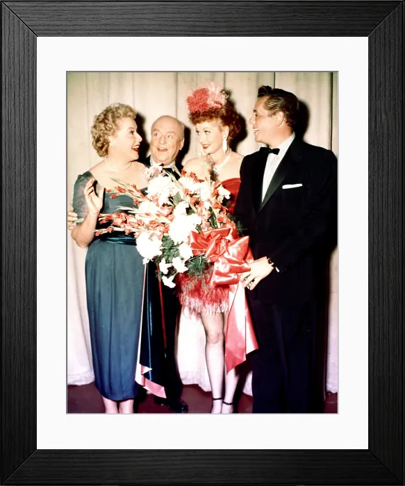 Framed Print : I LOVE LUCY, from left, Vivan Vance, William Frawley, Lucille Ball, Desi Armaz, Ethel's Hometown, season 4, episode 15, aired January 31, 1955