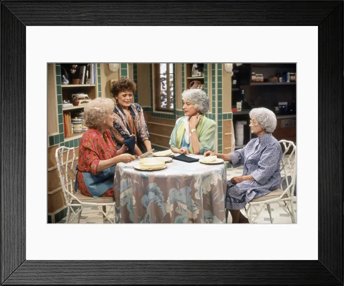 Framed Print : THE GOLDEN PALACE, from left: Betty White, Rue McClanahan, Bea Arthur, Estelle Getty, Seems Like Old Times: Part 1 & 2, (Season 1, ep. 107 & 108, aired Oct. 30 & Nov)