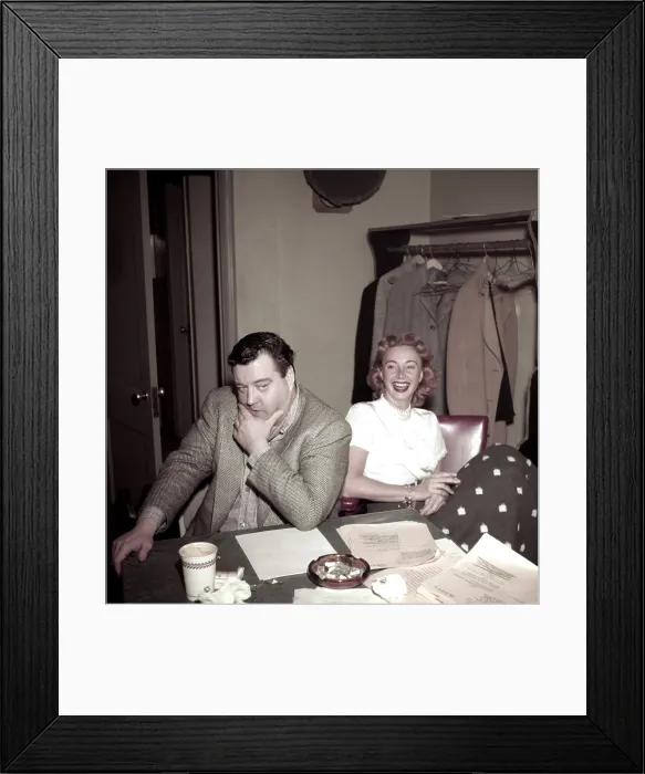 Framed Print : THE JACKIE GLEASON SHOW, from left, Jackie Gleason, Audrey Meadows, in rehearsal, ca. 1952-57 Framed Print : THE JACKIE GLEASON SHOW, from left, Jackie Gleason, Audrey Meadows, in rehearsal, ca. 1952-57