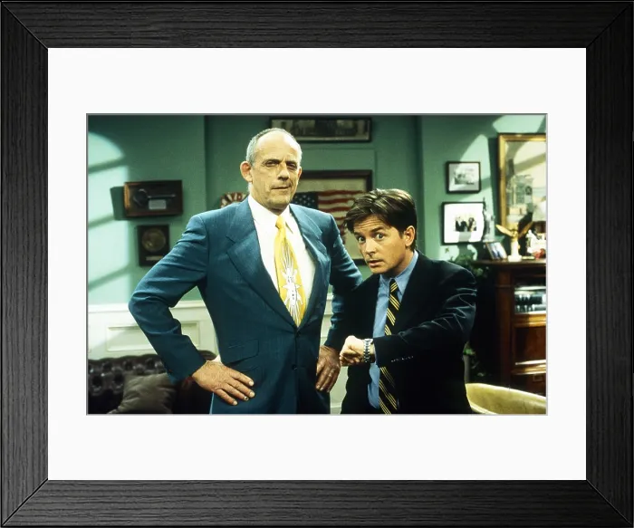 Framed Print : SPIN CITY, from left: Christopher Lloyd, Michael J. Fox, Back to the Future IV - Judgment Day, season 3, ep. 18, aired 2 / 23 / 1999, 1996-2002 Framed Print : SPIN CITY, from left: Christopher Lloyd, Michael J. Fox, Back to the Future IV - Judgment Day, season 3, ep. 18, aired 2 / 23 / 1999, 1996-2002
