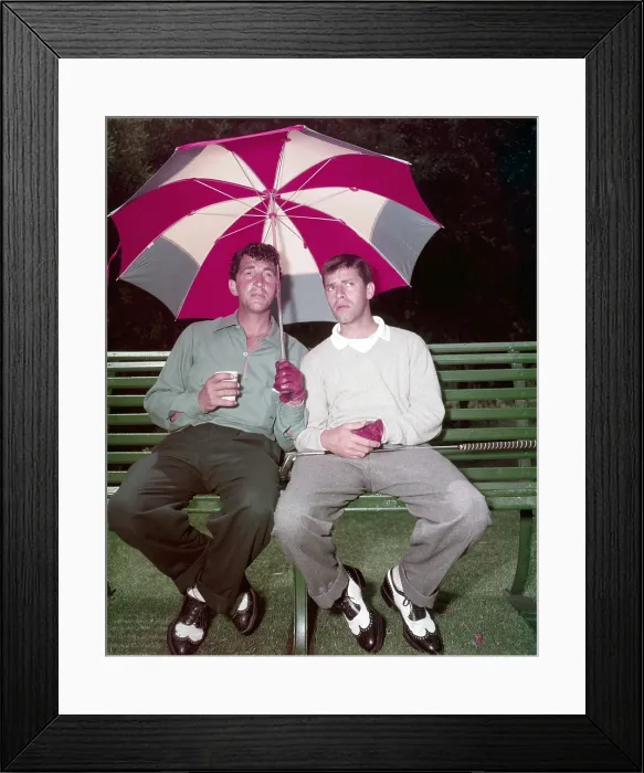 Framed Print : From left: Dean Martin, Jerry Lewis, golfing, ca. 1953