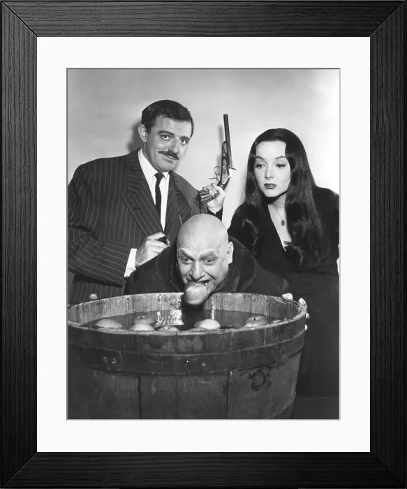 Framed Print : THE ADDAMS FAMILY, John Astin, Jackie Coogan, Carolyn Jones in episode Halloween-Addams Style aired October 29, 1965, 1964-66