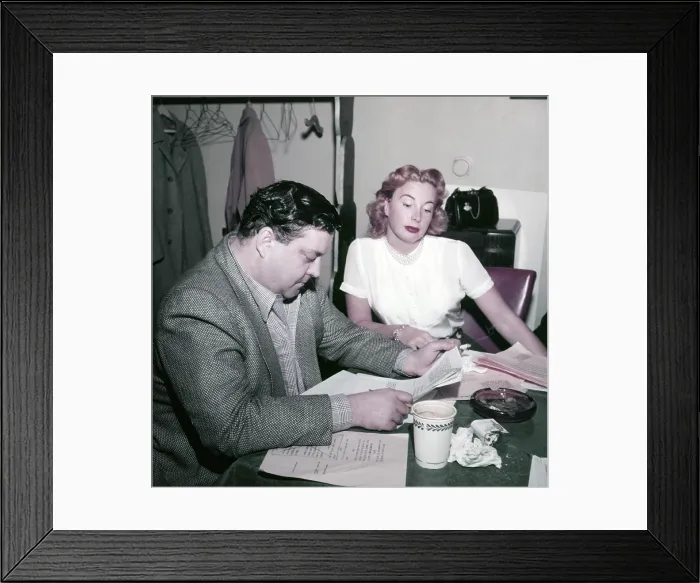 Framed Print : THE JACKIE GLEASON SHOW, from left: Jackie Gleason, Audrey Meadows, in rehearsal, (1955), 1952-1957