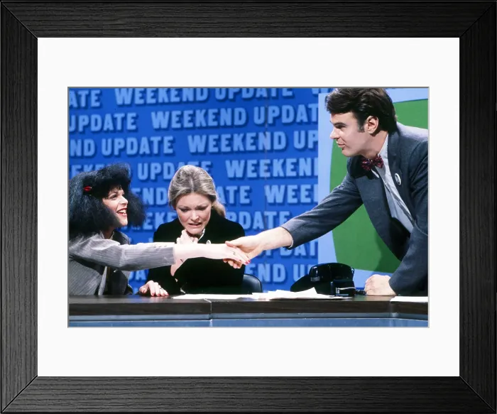 Framed Print : SATURDAY NIGHT LIVE, from left: Gilda Radner, as Roseanne Roseannadanna, Jane Curtin, Dan Aykroyd, 1970s, (1975-) Framed Print : SATURDAY NIGHT LIVE, from left: Gilda Radner, as Roseanne Roseannadanna, Jane Curtin, Dan Aykroyd, 1970s, (1975-)